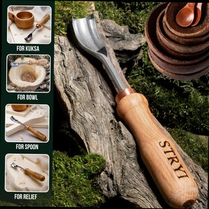 Bent Gouge Wood Carving Tool Set, Spoon Bowl Carving Kit image 3