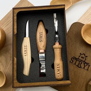 Spoon Carving Tool Set, Woodworking Knives, Oak Handles