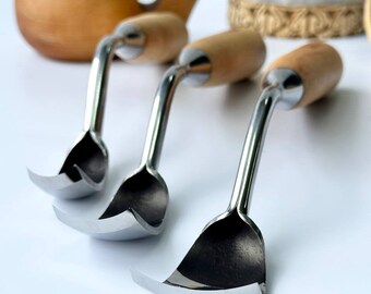 Handmade Bowl Gouge Set, Carbon Steel Wood Carving Tools, Oak Handle