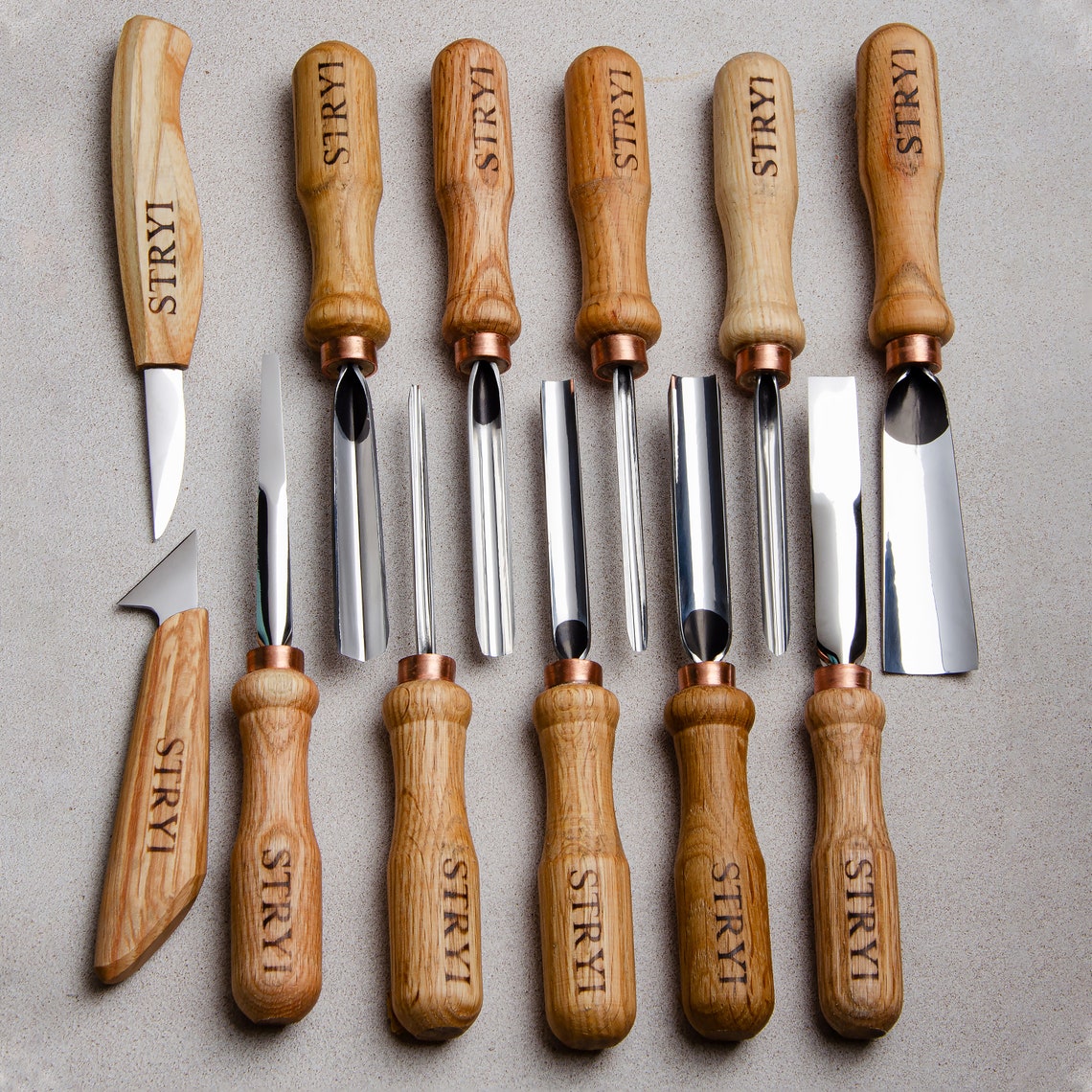 Wood Carving Kit 12 Pcs STRYI, Carbon Steel Gouges, Forged Tools Kit ...