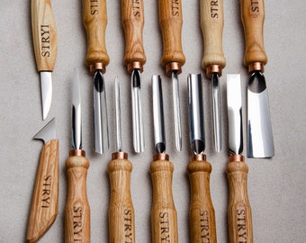 Kit per intaglio del legno STRYI da 12 pezzi, set di sgorbie in acciaio al carbonio, utensili per la lavorazione del legno forgiato