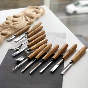 Personalized Hobby Set of 12 Gouges, Straight and Bent Gouges in Case ...