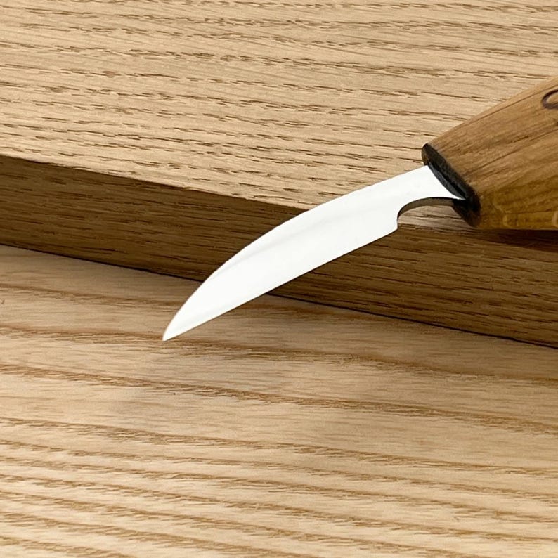 Houtsnijmes, gesmeed houtsnijmes, Whittling-mes 38 mm, houtsnijwerk, spaandersnijmes, gedetailleerd houtbewerkingsgereedschap, cadeau vader afbeelding 7