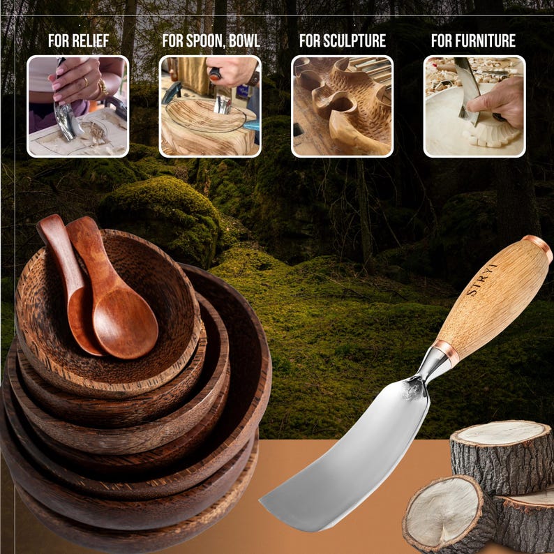 Sculpture Bent Gouge #7, Long Curved Wood Carving Chisel image 15