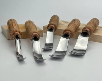 Sgorbia lunga e curva, Sgorbia curva, Strumento per intagliare cucchiai, Intaglio di ciotole e kuksa, Strumenti per intagliare il legno, Forniture per la lavorazione del legno STRYI, Regalo per papà