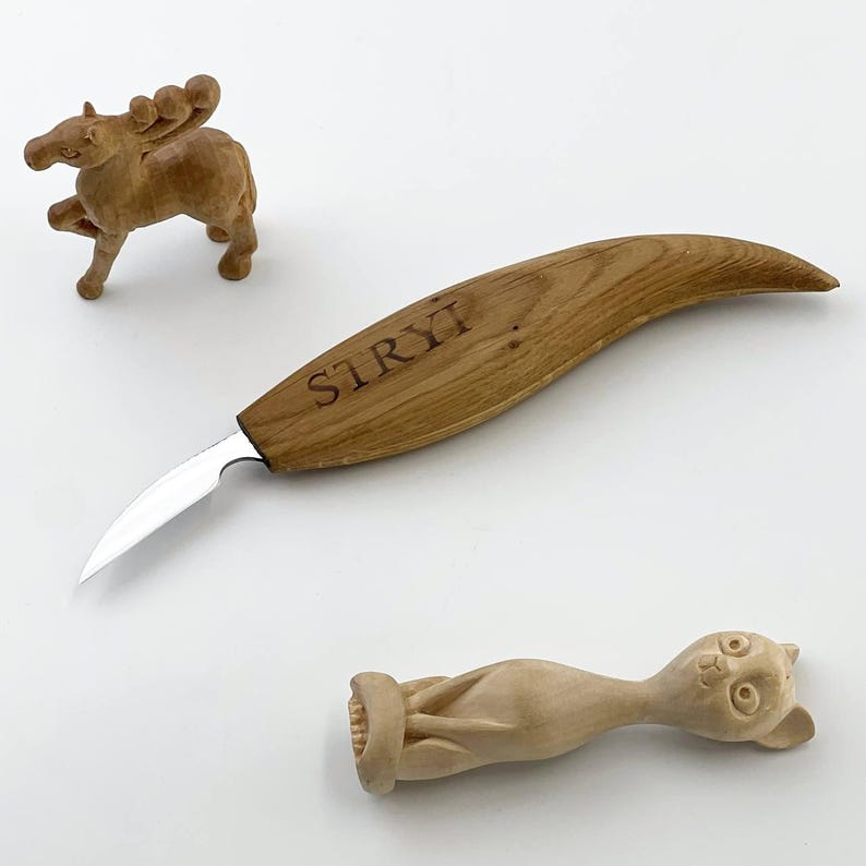 Houtsnijmes, gesmeed houtsnijmes, Whittling-mes 38 mm, houtsnijwerk, spaandersnijmes, gedetailleerd houtbewerkingsgereedschap, cadeau vader afbeelding 14