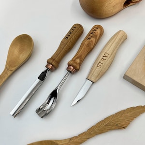 Wood Carving Tools Set, Bent Gouge and Knife, Spoon Bowl Kuksa Carving