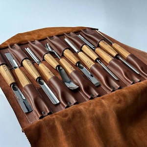 Juego de 12 gubias personalizadas para pasatiempos, gubias rectas y curvas en estuche, herramientas para tallar madera, herramientas de acero forjado, regalo para papá, regalo para tallador