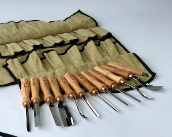 STRYI 木彫り道具セット：ノミ、ガウジ、ナイフ12本