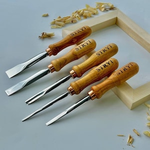 Herramientas para tallar madera, Cinceles planos, Suministros para tallar madera, Cinceles para tallar, Cuchillo forjado a mano, Cuchillo de inicio para madera, Cinceles rectos STRYI