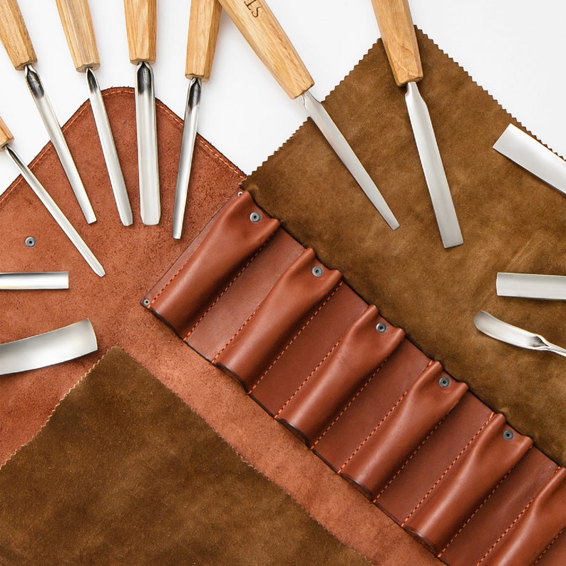 Ensemble D'outils De Sculpture Sur Bois, Kit De Couteaux De Détail Et De Crochet Pour Débutants, Couteau De Coupe Pour Cuillère, Bol, Tasse, Travail Du Bois, Poignée Ronde Et 6 Couteaux De