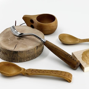 Large Bent Wood Carving Gouge, Forged Steel, Oak Handle