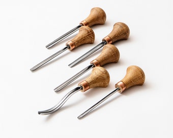 Palm carving tools set of 6 chisels, Wood carving tools, Forged steel tools, Bent and Straight gouges, Carpentry tool, Detailed wood carving