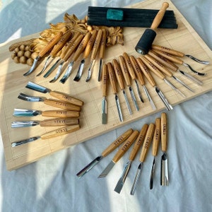 Wood carving tool set 31pcs, Gouge set for relief carving, Woodcarving tools, Gift for carver, Hand Carving tools, Stryi gouges, Gouges set