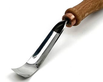 Langer gebogener Gouge Holzschnitzbeitel, Löffelschnitzwerkzeug, Klinge aus Kohlenstoffstahl