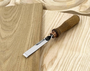 Hand Forged Wood Carving Chisel, Flat Bevel Chisel, Woodworking Hand Tool, Oak Handle Wood Carving Tool STRYI