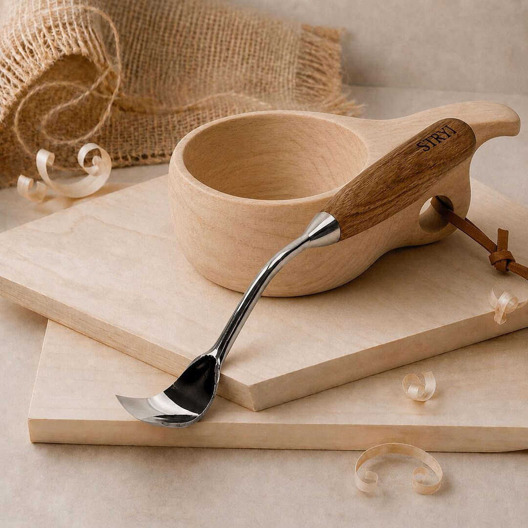 Large Bent Gouge Wood Carving Tool, Swan Neck Gouge for Spoon
