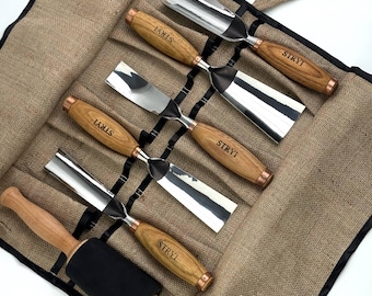 Forged Sculpture Chisels Set, Wood Carving Tools, 5pcs Sculpture Gouges, Professional Timber Carving Kit, Large Scale Woodcarving Gouges
