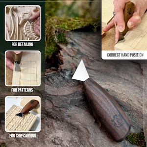 Chip Carving Knife, 25mm Geometric Wood Carving Tool image 3
