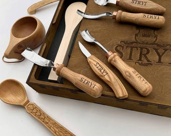 STRYI Sked- och Kuksa-sniderisats: Träbearbetningsverktygssats för hobbybruk, present till student