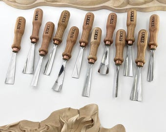 STRYI 12 pc Wood Carving Tools Set, High Carbon Steel Gouges, Woodworking Chisels