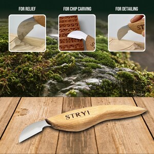 Forged Chip Carving Knife, Wood Whittling Tool, Geometric Wood working knife image 3