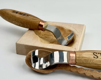 Handmade Spoon Carving Knife, Hook knife, Woodworking Tool, Curved Chisel, Gift for wood crafter