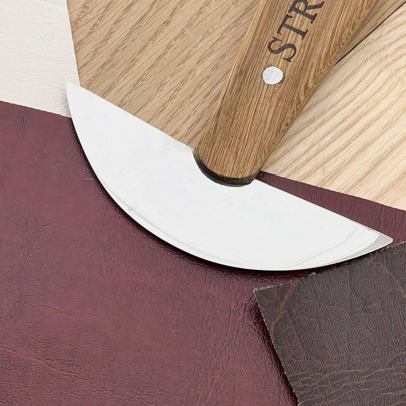 Half-Moon Leather Knife, STRYI 115mm, Leatherworking Tool image 4