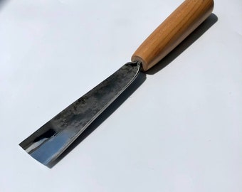 Handmade Forged Steel Wood Carving Gouge, Oak Handle, Woodworking Tool