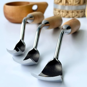 Set of Large bent gouge, Bowl Gouge, Kuksa carving, Spoon making, Carving tools, Carving knife, Husband gift, Spoon carving tools, Gift him