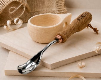 Professional Short Bent Gouge 20mm /10mm, Wood Bowl & Spoon Carving Tool, Deep Hollowing Chisel, High Carbon Woodworking Gear, Ready to Use