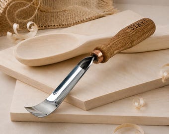 Long Bent Gouge for Spoon & Bowl Carving, Wood Carving Gouge, Bent Chisel, Hand Forged Carbon Steel Woodworking Tool