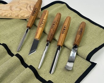 Kit Sculpture Bois Michihamono 5 Pièces – Gouges Et Ciseaux Chicky Basic – Neuf Japon