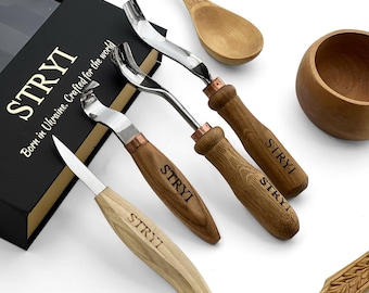 Wood Carving Kit – 4pc Spoon & Kuksa Tools, Woodworking gift for all