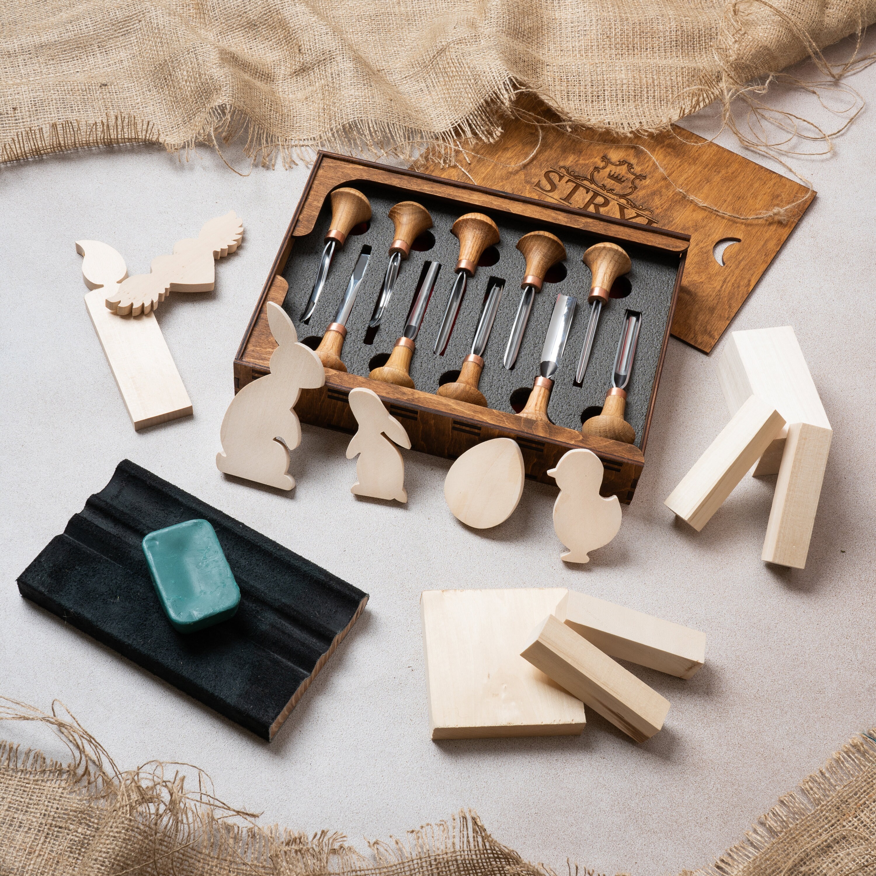 パームウッド彫刻ノミセット、マイクロカービングツール、木工キット