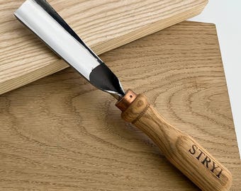 Schnitzbeitel 30 mm STRYI, Gerades Schnitzeisen, Holzschnitzbeitel, Reliefschnitzbeitel, Geschenk für Holzschnitzer, Meißel