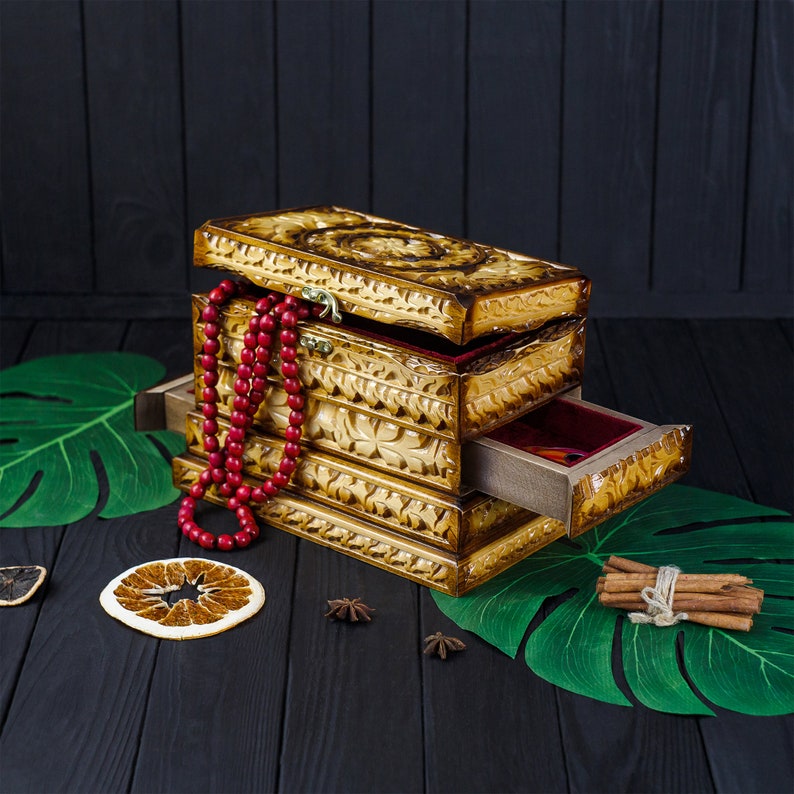 Jewelry Box With Drawers Handmade Item From Limewood Etsy