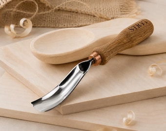 Long Bent Gouge Chisel, Deep Relief Wood Carving Tool, Spoon Hollowing Gouge | STRYI