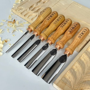 Gouges set, Chisel set, Stryi carving tools, Gift for carver, Gift for woodworker, Wood carving kit, Carving tools, Hand Forged Chisels