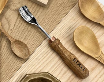 Short bent gouge #9a, Profi Wood carving tool, Carbon steel Chisel for woodworking, Spoon carving chisel, Bowl kuksa gouge, Gift for carver