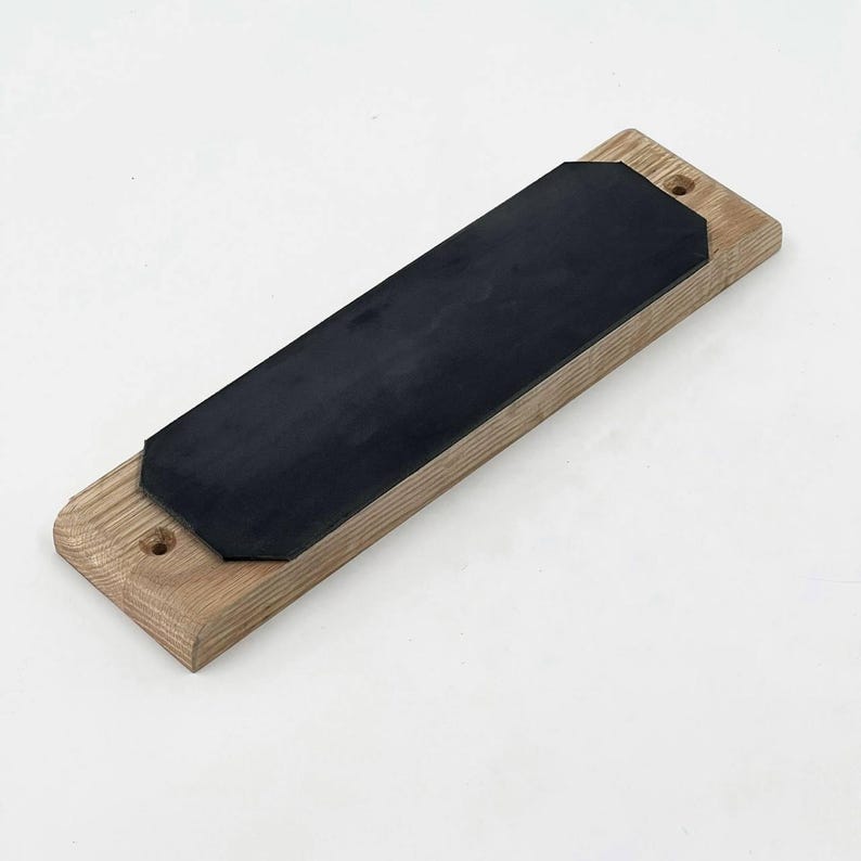 Leather Strop: Professional Knife Sharpener, Oak Wood Base, Sharpening kit image 8