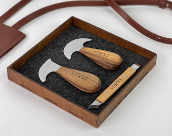 Leather Cutting Knife Set: STRYI Carbon Steel Craft Tools, Leathercraft tools