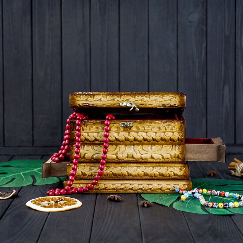 Jewelry Box With Drawers Handmade Item From Limewood Etsy