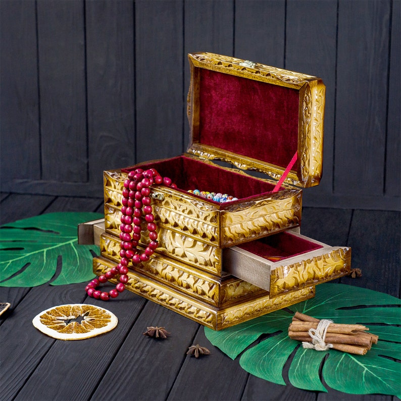 Jewelry Box With Drawers Handmade Item From Limewood Etsy