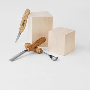 Wood carving set, Wood carving tools, Large bent gouge & Knife, Carving knife set, Bowl kuksa carving tool, Gift for mom, Gift for dad
