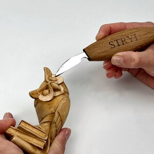 Houtsnijmes, gesmeed houtsnijmes, Whittling-mes 38 mm, houtsnijwerk, spaandersnijmes, gedetailleerd houtbewerkingsgereedschap, cadeau vader afbeelding 4