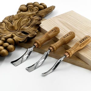 Gubia curvada inversa, Cincel profesional para carpintería, Herramienta para tallado en relieve, Gubia de cincel, Gubia redondeada, Herramientas de acero forjado, Gubia Stryi, Regalo