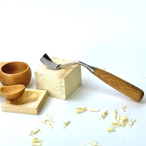 Large bent gouge, High-quality forged steel tools, Spoon Kuksa carving tool, Woodcarving tools, Bent chisel for bowl, Gift for husband