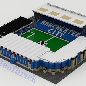 Designed with original Lego parts. Building MAINE ROAD STADIUM. Manchester City Football Club. Premier. Old stadium. Champions league