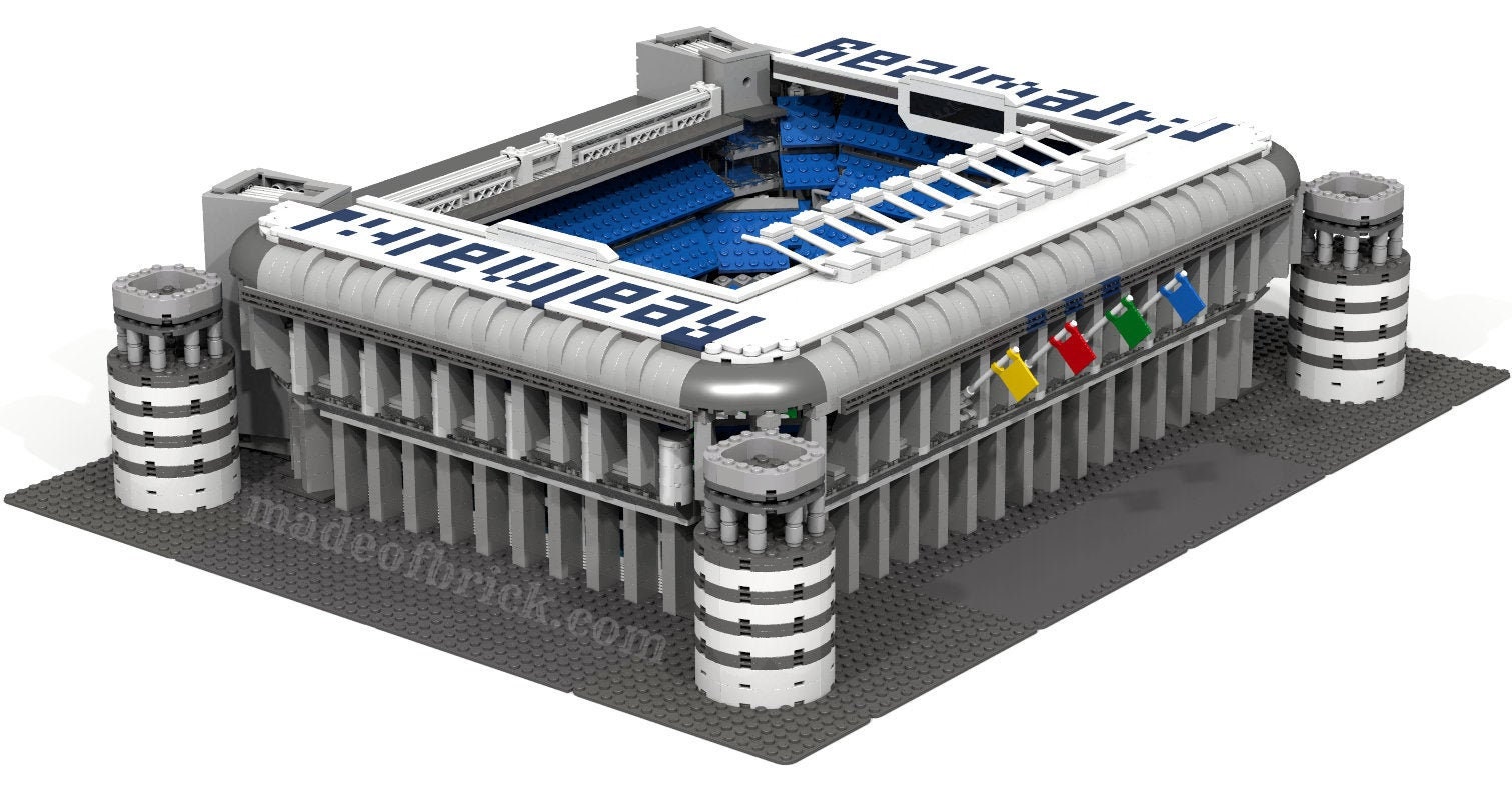 Conçu avec des pièces Lego dorigine. Construction du STADE SANTIAGO BERNABEU  football à Madrid Espagne Real Madrid. Ligue des champions -  France